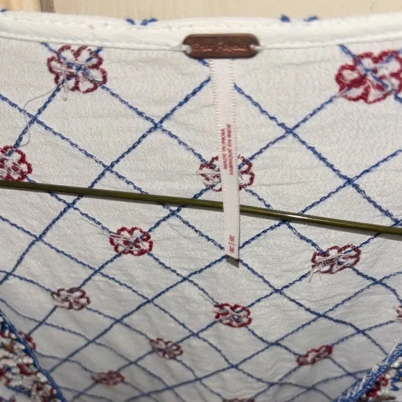 Free People New Holland Park Embroidered White and Blue Top - Picture 2 of 7